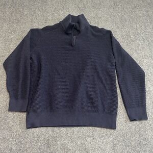 Paul Jones Men'sPullover Sweater Knit Shirt sz Large Navy‎ Waffle Pattern Golf